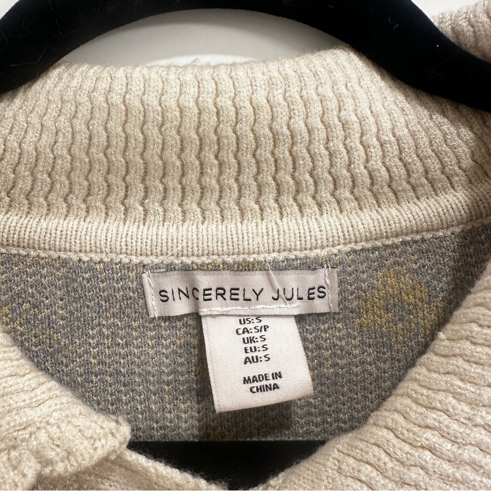 Sincerely Jules Cream Floral Knit Cardigan Cropped Womens Size Small - Picture 3 of 3
